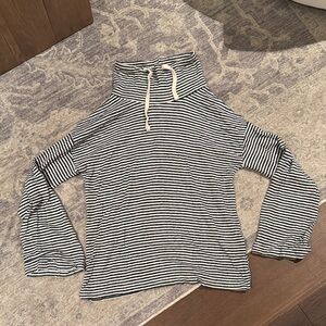 Lucky Brand Black and White Striped Cowl Neck Sweater